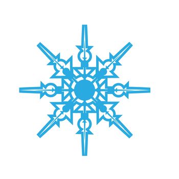 Delicate digital blue snowflake design on white background