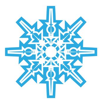 Delicate digital blue snowflake design on white background