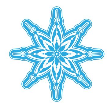 Delicate digital blue snowflake design on white background