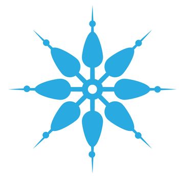 Delicate digital blue snowflake design on white background