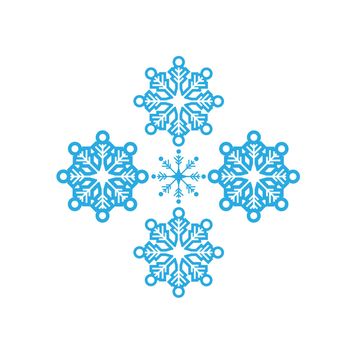 Delicate digital blue snowflake design on white background