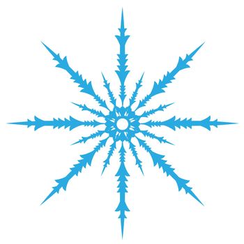 Delicate digital blue snowflake design on white background