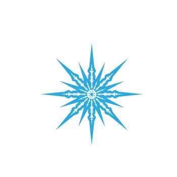 Delicate digital blue snowflake design on white background