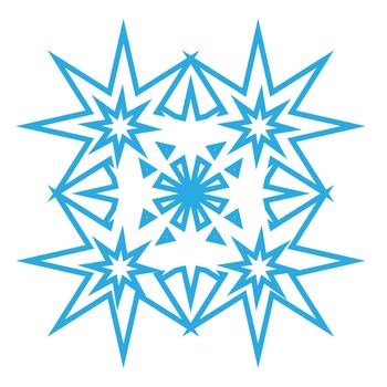 Delicate digital blue snowflake design on white background