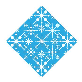 Delicate digital blue snowflake design on white background