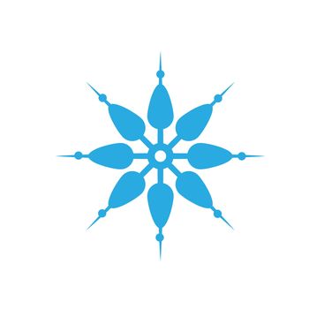 Delicate digital blue snowflake design on white background