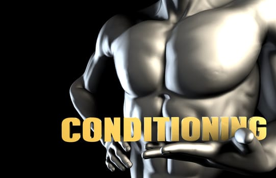 Conditioning With a Business Man Holding Up as Concept