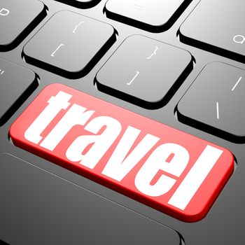 Keyboard with travel text image with hi-res rendered artwork that could be used for any graphic design.