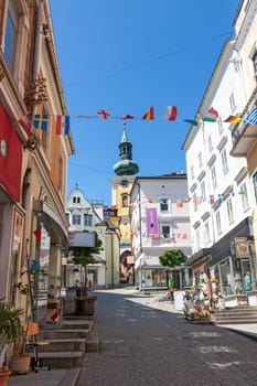 Gmunden, Austria - June 28, 2014: Old city center of Gmunden
