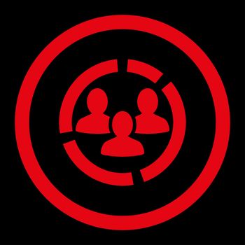 Demography diagram glyph icon. This rounded flat symbol is drawn with red color on a black background.