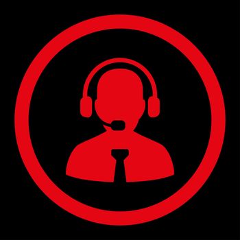 Support chat glyph icon. This rounded flat symbol is drawn with red color on a black background.
