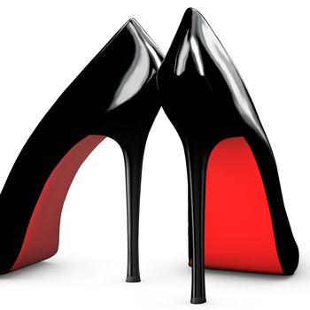 Pair of very glam pump shoes. Close-up view to isolated shoes.