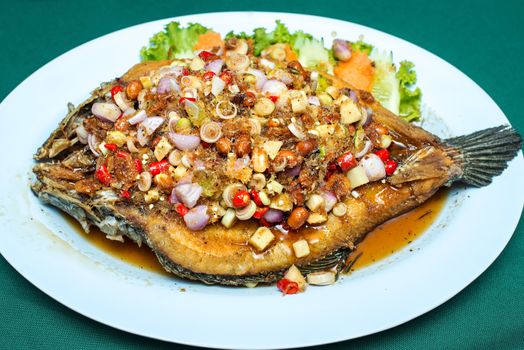 Deep Fried Fish with Thai Herb ,Famouse Thai menu ,Thai food