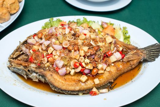 Deep Fried Fish with Thai Herb ,Famouse Thai menu ,Thai food