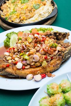 Deep Fried Fish with Thai Herb ,Famouse Thai menu ,Thai food