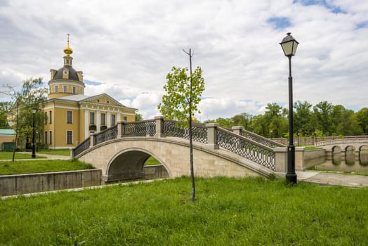 Orthodox churches of traditional Russian classical architectural style in Moscow in the spring