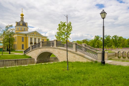 Orthodox churches of traditional Russian classical architectural style in Moscow in the spring