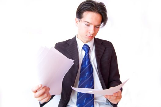 Job conceptual image. Clerk reviews the documents.