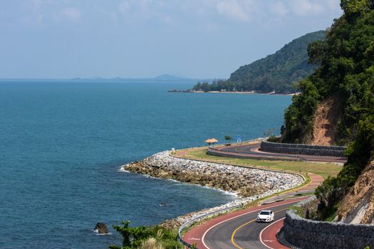 Winding road by the sea in Chanthaburi, Thailand