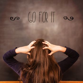 The word go for it! against confused pupil looking at chalkboard