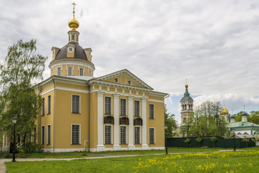 Orthodox churches of traditional Russian classical architectural style in Moscow in the spring