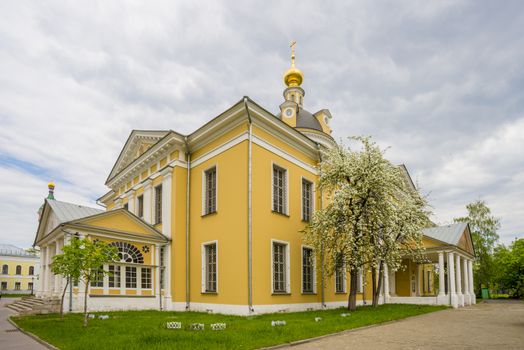 Orthodox churches of traditional Russian classical architectural style in Moscow in the spring