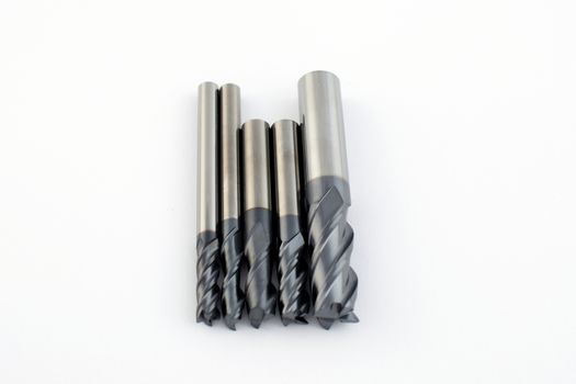 Professional cutting tools. Few metallic carbide endmills, different size used for metalwork. 