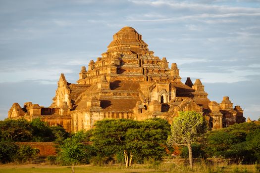 Scenic sunset view of ancient temple Dhammayangyi in Bagan, Myanmar