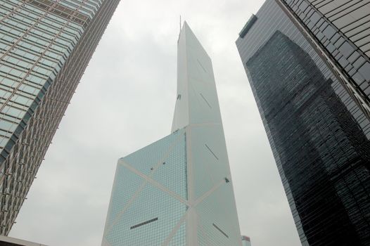 City center in Hong Kong, Central District with most famous modern skyscrapers.