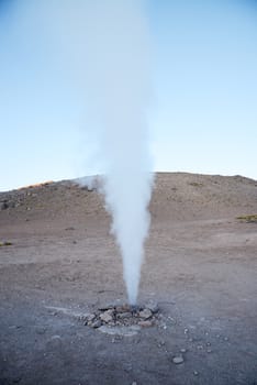 hot vapor plume from Sol de Mañana geyser in bolivia