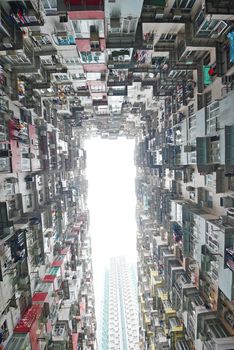 tall and dense apartment tower in Hong Kong