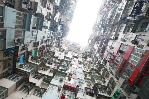 tall and dense apartment tower in Hong Kong