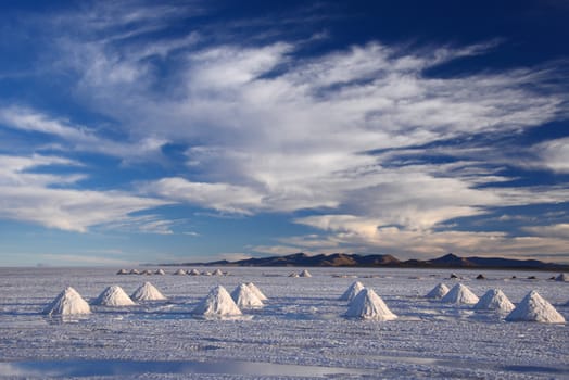 salt pile in salt production industry in bolivia