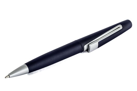 Blue ballpoint pen, isolated on white, with clipping path