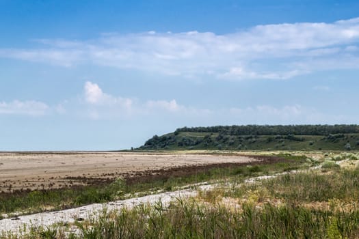 The shore of the dried lake