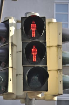 AACHEN,GERMANY- JULY 26, 2014: Red pedestrian light