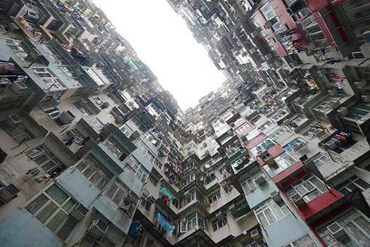 tall and dense apartment tower in Hong Kong