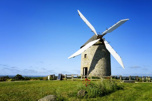 France, the Moidrey windmill in Pontorson in Normandie