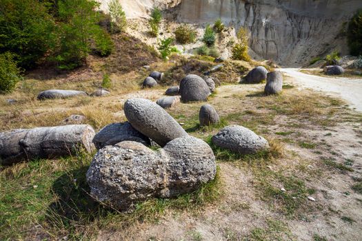 Costesti, Romania - Septemper 2, 2012: The Trovants of Costesti - The Living and Growing Stones of Romania