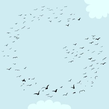 Illustration of a flock of birds in the shape of the letter g