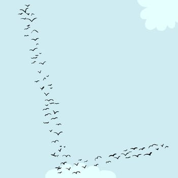 Illustration of a flock of birds in the shape of the letter l