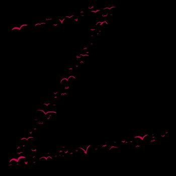 Illustration of a flock of birds in the shape of the letter z
