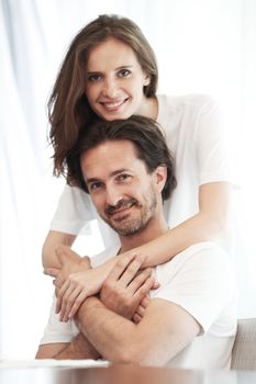 portrait of happy couple in a room