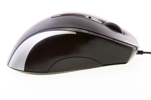 Black computer mouse, isolated on white background