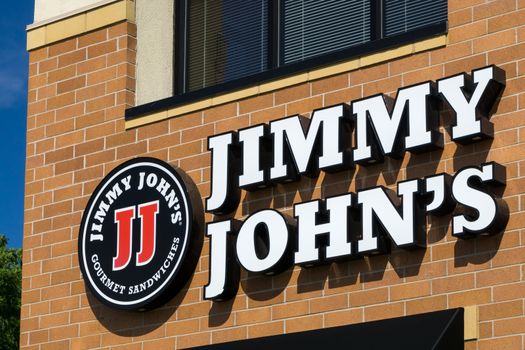 BLOOMINGTON, MN/USA - August 12, 2015: Jimmy John's restauraut exterior. Jimmy John's is an American fast food restaurant franchise that sells submarine sandwiches and salads.