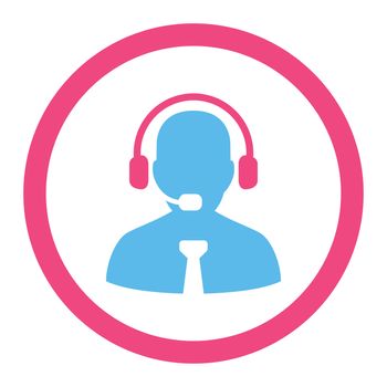 Support chat glyph icon. This rounded flat symbol is drawn with pink and blue colors on a white background.
