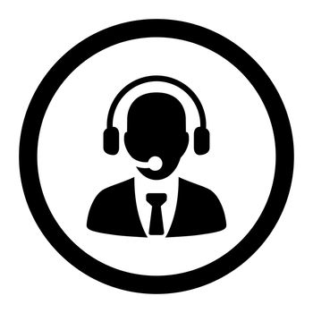 Call center glyph icon. This rounded flat symbol is drawn with black color on a white background.