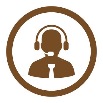 Support chat glyph icon. This rounded flat symbol is drawn with brown color on a white background.