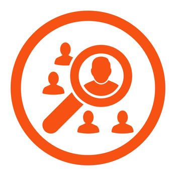 Marketing glyph icon. This rounded flat symbol is drawn with orange color on a white background.