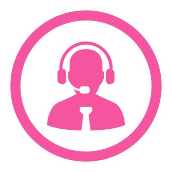 Support chat glyph icon. This rounded flat symbol is drawn with pink color on a white background.